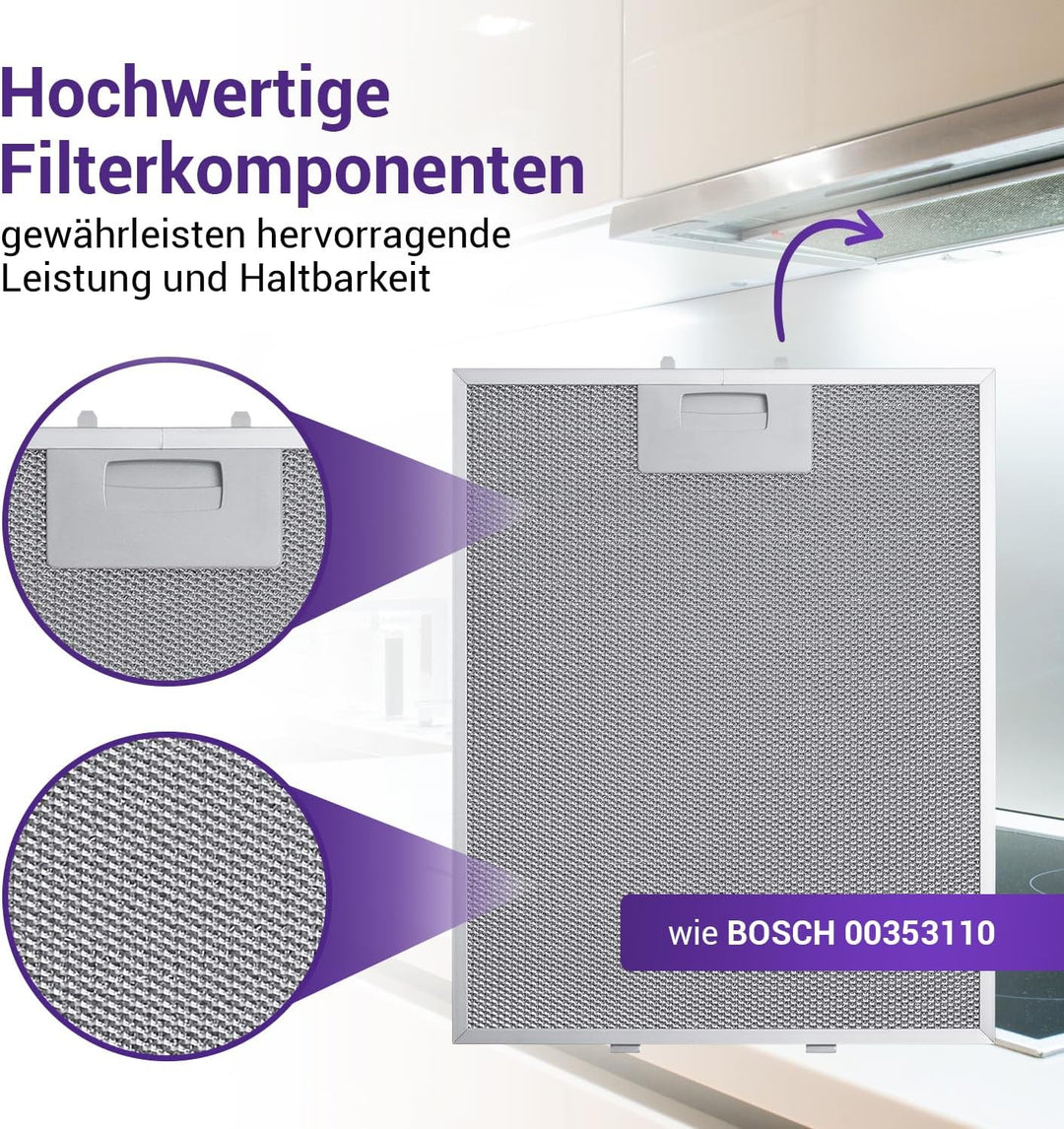 Set 2x Filter Dunstabzugshaube 310x250mm Ersatz für Bosch 00353110/353110 Fettfilter Dunstabzugshaub