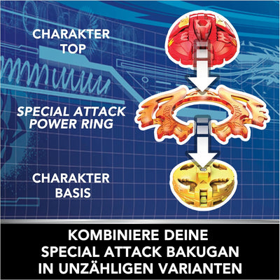 BAKUGAN Starter 3-Pack, Special Attack Dragonoid, Titanium Hammerhead, Butterclaw, individualisierba