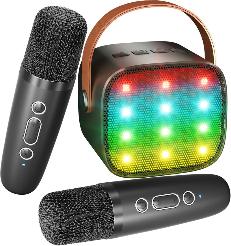 BONAOK Mikrofon Karaoke Spielzeug 2 Mikrofon, Bluetooth Karaokemaschinen für Kinder Erwachsene, Trag