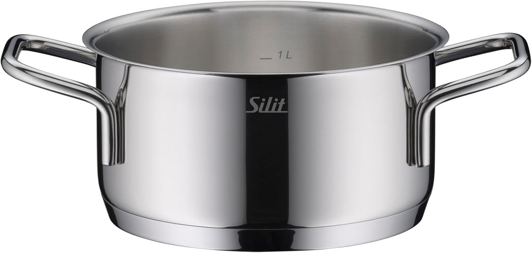 Silit Extra Cook, Bratentopf 16 cm mit Glasdeckel, Innenskalierung, breiter Schüttrand, hochwertiger