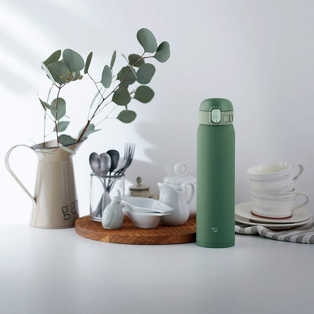Zojirushi SM-WA60-GD Wasserflasche, One-Touch-Edelstahlbecher, nahtlos, 35,5 ml (0,60 l), Khaki Khak