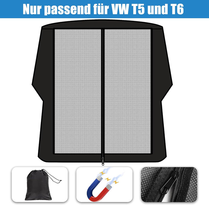 Moskitonetz Auto Hintertür Kompatibel für VW T5 T6,Magnetisch Reissverschluss Fliegengitter Auto Ins