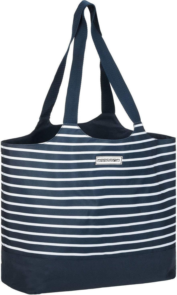anndora Einkaufstasche 22 Liter plus Kühltasche 18 Liter - separat verwendbar - blau weiss gestreift