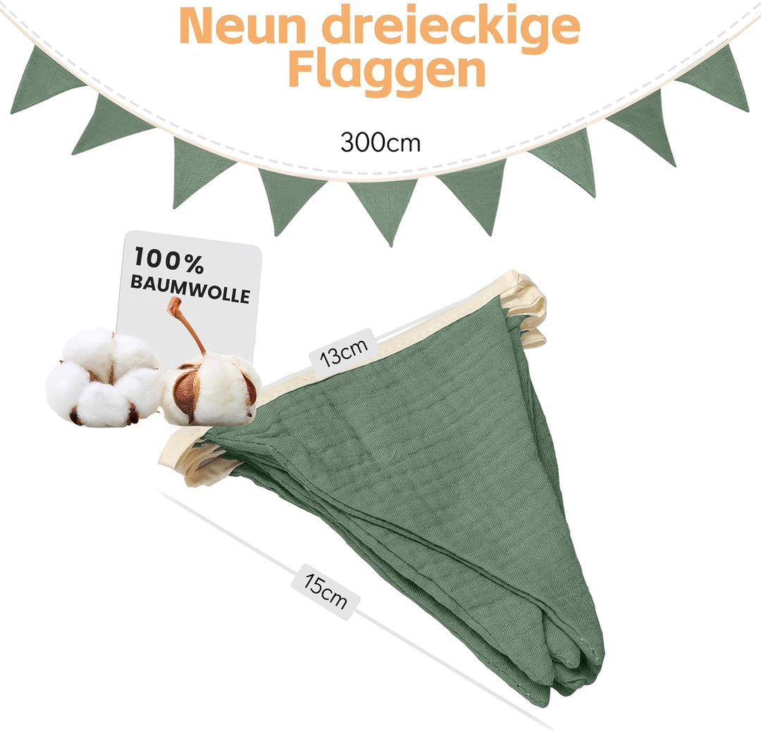 Hausbett Himmel Kinder Betthimmel Kinderbett mit 3m Wimpelkette, Dunkelgrün Dunkelgrün H270 x B135 c