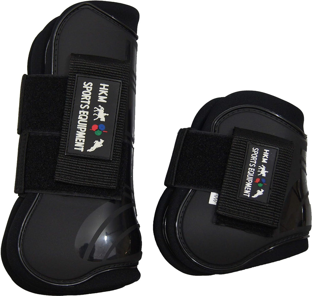 HKM 561240 Springgamaschen und Streichkappen, 4er Set Pony Schwarz/Schwarz, Pony Schwarz/Schwarz