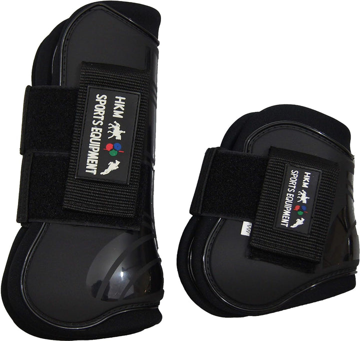 HKM 561240 Springgamaschen und Streichkappen, 4er Set Pony Schwarz/Schwarz, Pony Schwarz/Schwarz