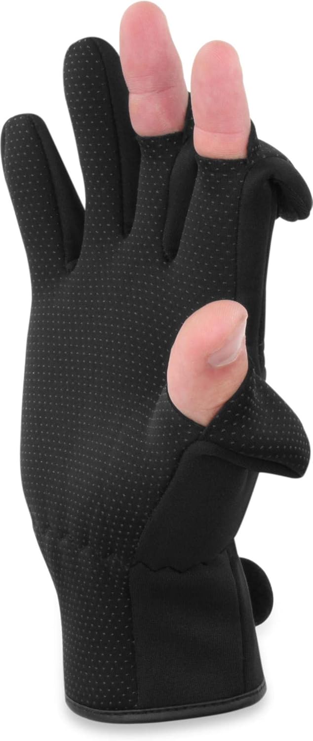 normani Anglerhandschuhe aus 3mm Titanium Neopren mit umklappbaren Fingerkuppen und rutschfesten Han