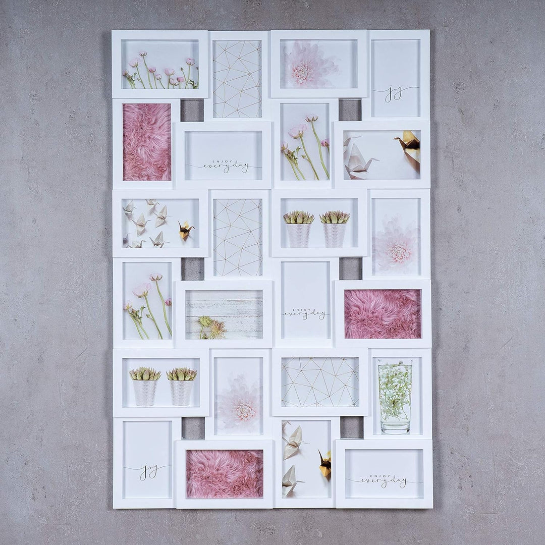 levandeo XXL Bilderrahmen Weiss für 24 Fotos 10x15 cm - trendige Fotogalerie Fotocollage Fotorahmen