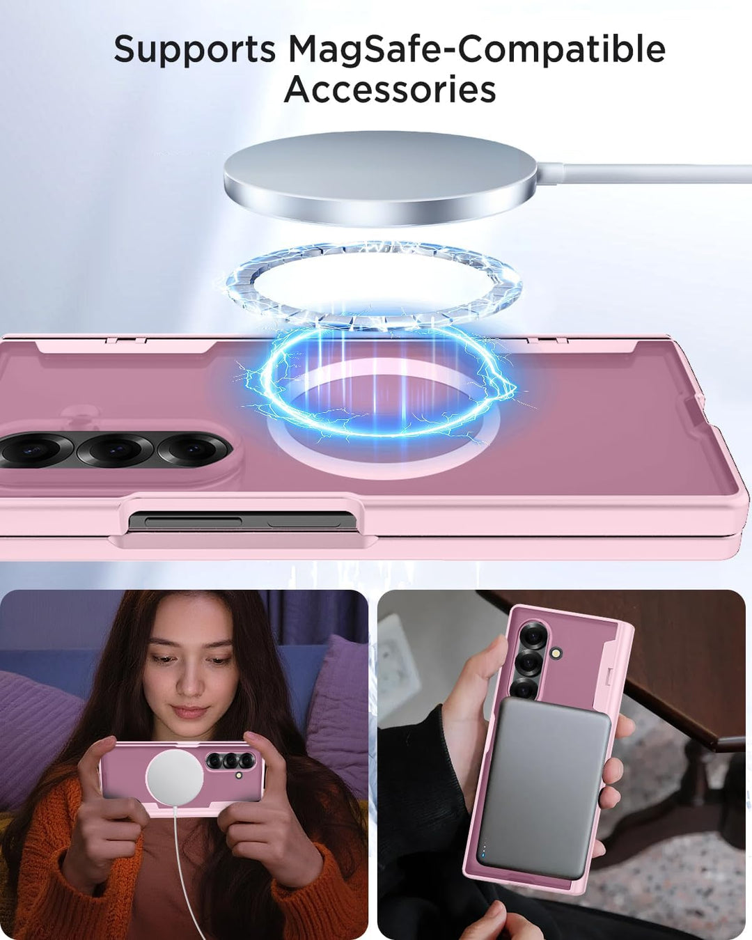 Miimall Kompatibel mit Samsung Galaxy Z Fold 7 Magnetisch Hülle, Anti-SPY Displayschutz & Scharniers