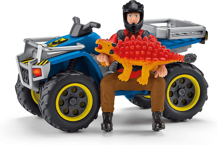 SCHLEICH 41466 Flucht auf Quad vor Velociraptor, für Kinder ab 5-12 Jahren, Dinosaurs - Spielset Sin