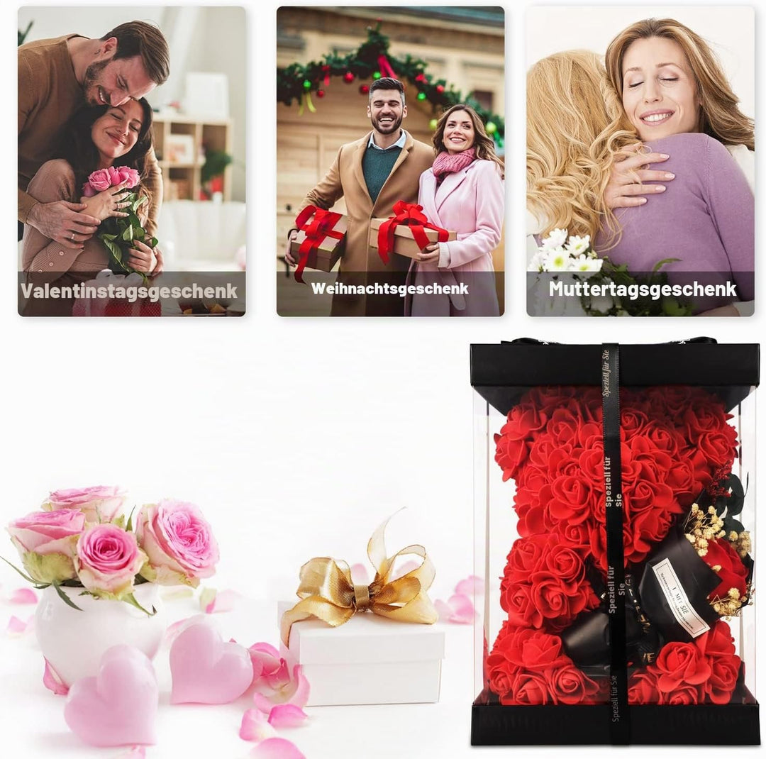 Rosenbär Valentinstagsgeschenk für Sie,Rosenblumenbär Rosen Teddybär Geschenk für Muttertag, Valenti