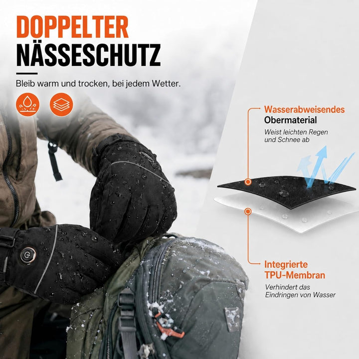 MRAWARM Beheizbare Handschuhe für Damen und Herren mit 6000mAh Akku Schwarz XL, Schwarz XL