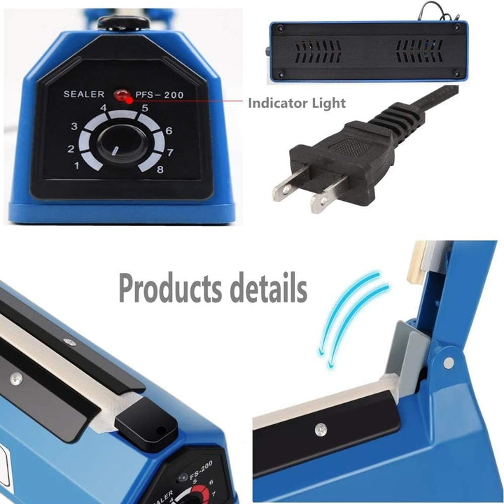 Impulse Heat Sealer 20.3 cm Impulse Bag Sealer Poly Bag Sealing Machine Heat Sealing Machine with Re