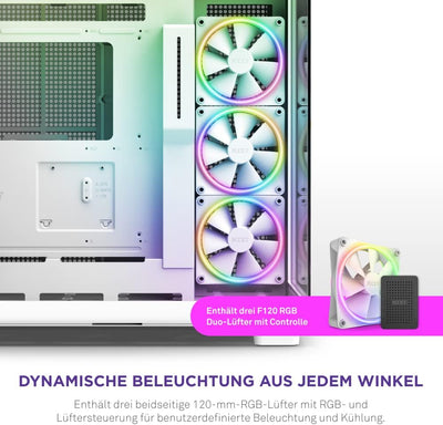 NZXT H9 Elite Dual-Chamber ATX Mid-Tower PC Gaming-Gehäuse – CM-H91EW-01 - Enthält 3 x 120mm F120 RG