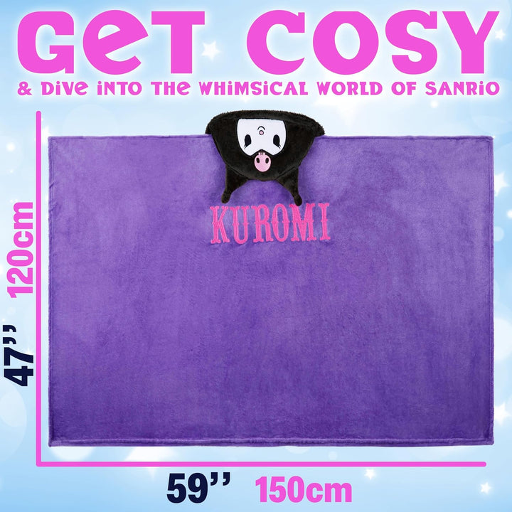 Hello Kitty Sanrio Kuscheldecke mit Kapuze, 120x150cm, Kawaii Plüsch Fleece Decke, Kuromi, Cinnamoro