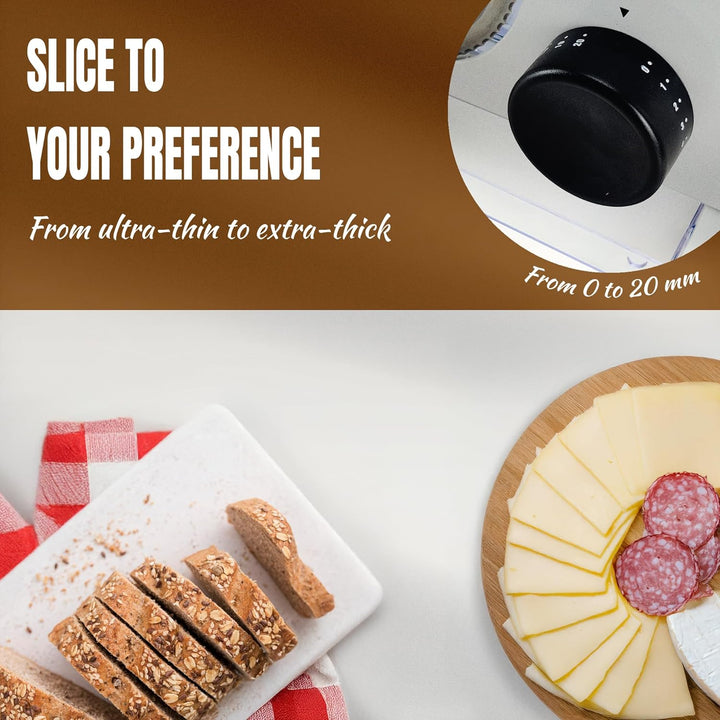 Bestron Brotschneidemaschine, mit RSG-Edelstahlklinge – Made in Germany, stufenlose Schnittstärkenei