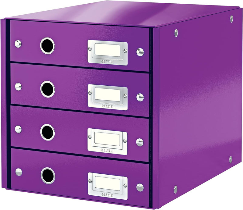 Leitz, Schubladenbox, Lila, 4 Schubladen, A4, Click & Store, 60490062 4 Schubladen Violett, 4 Schubl