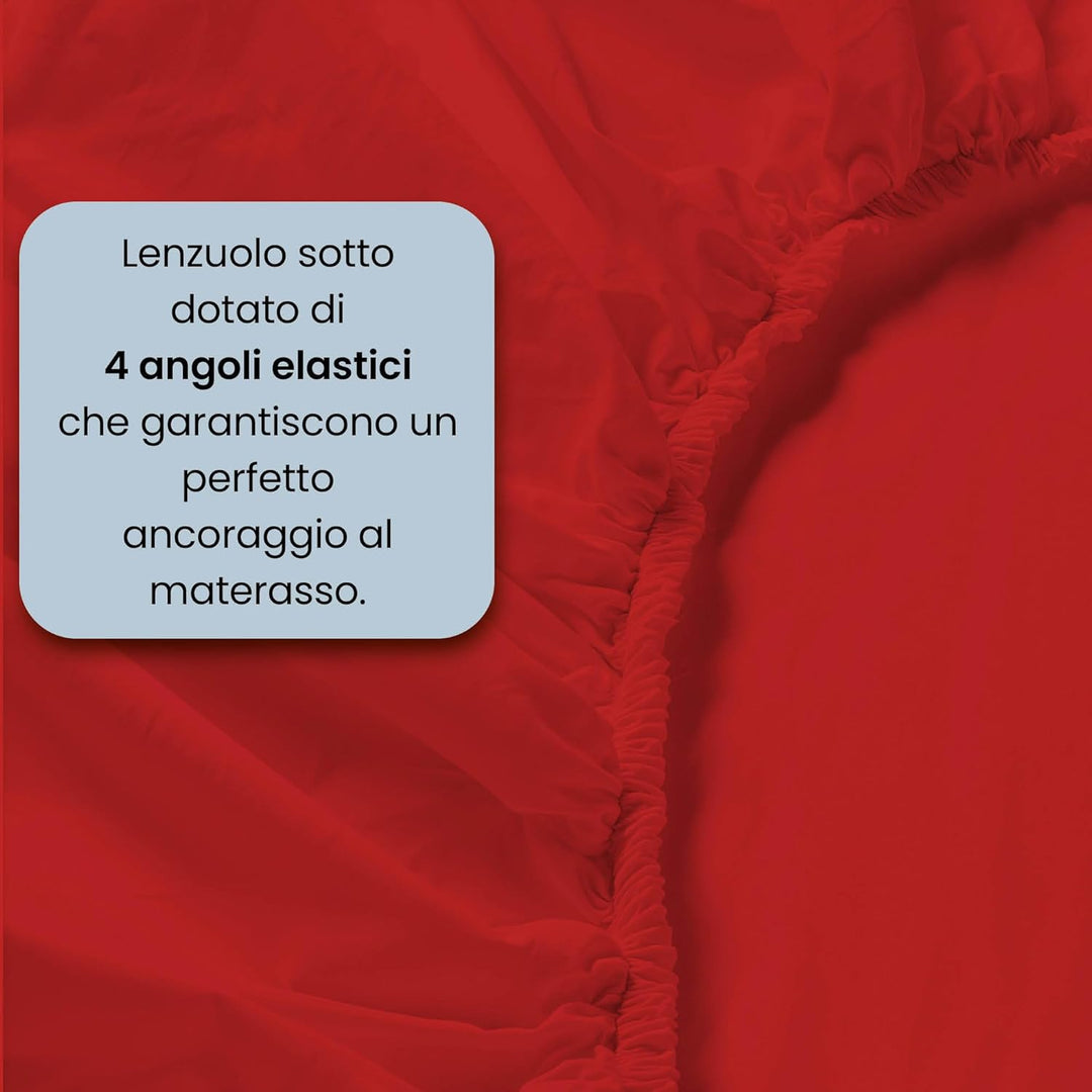 Italian Bed Linen Max Color Bettwäsche-Set, Rot, Doppelte, Rot