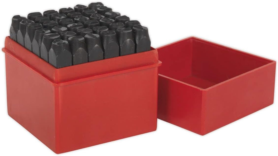Letter &amp; Number Punch Set 36pc 8mm 8 mm Red, 8 mm Red