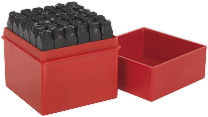 Letter &amp; Number Punch Set 36pc 8mm 8 mm Red, 8 mm Red