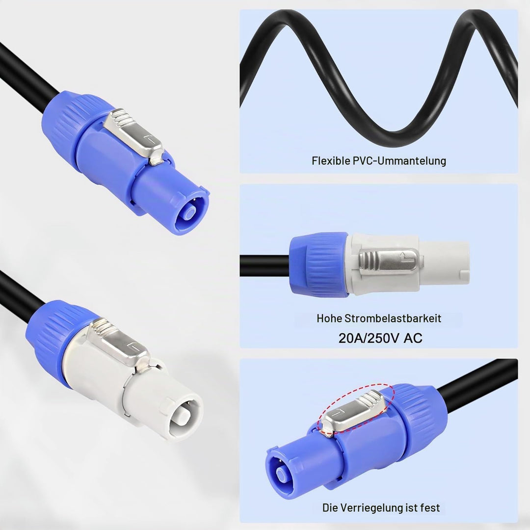 XMSJSIY PowerCon-Stromkabel AC PowerCon Eingang zu Ausgang 12AWG 3-Pin-Stromverlängerungskabel für L
