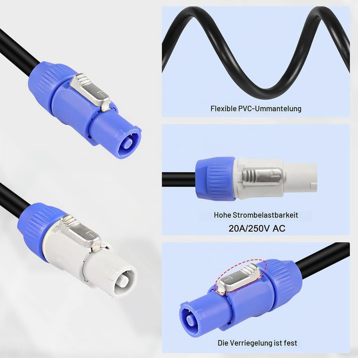 XMSJSIY PowerCon-Stromkabel AC PowerCon Eingang zu Ausgang 12AWG 3-Pin-Stromverlängerungskabel für L