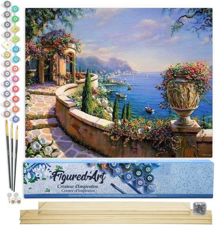 Figured'Art Malen Nach Zahlen Erwachsene Mit Rahmen Seesicht - Paint by Numbers Basteln DIY Bastelse