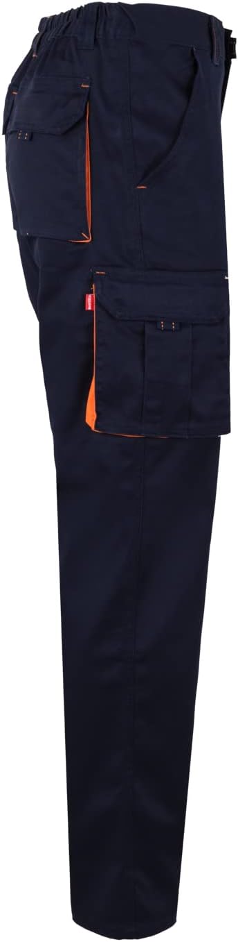 Velilla Unisex Stretch Mehreren Taschen Farbe Navy-Blau und Orange Grösse 46 Hose für professionelle