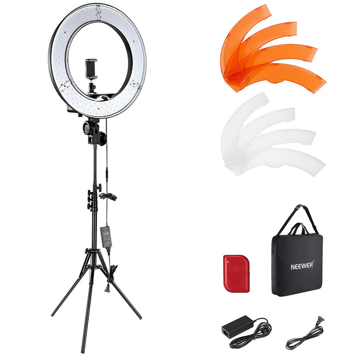Neewer Ringleuchte Licht Set: 18 Zoll / 48 Zentimeter Aussen 55W 5500K dimmbare LED-Ringlicht Lampen