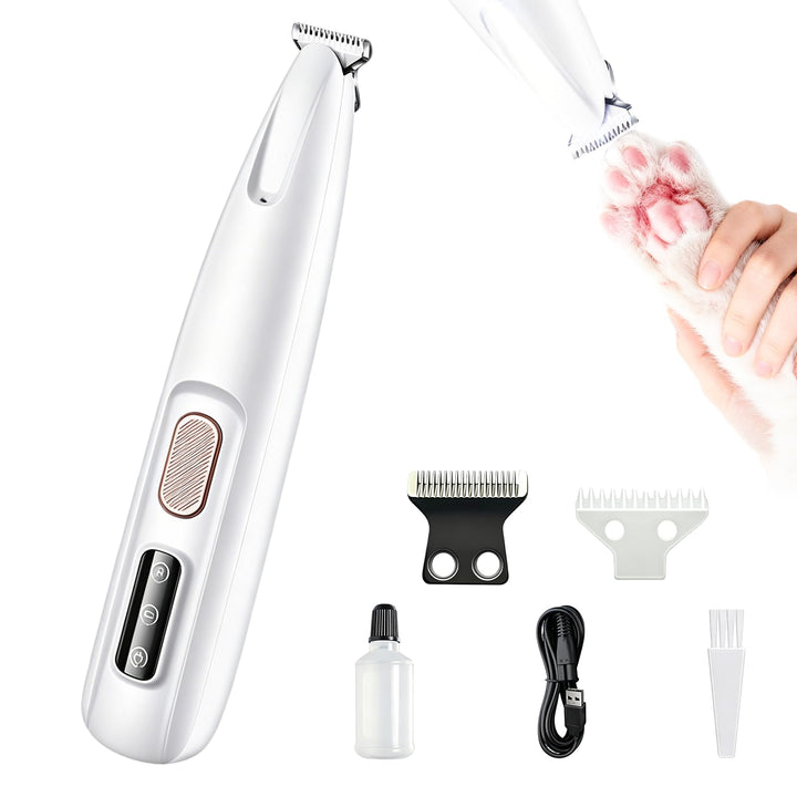 Pfotentrimmer mit LED Licht, Leise Hundeschermaschine, Haustier Rasierer Mit USB, Wasserdichter, ide
