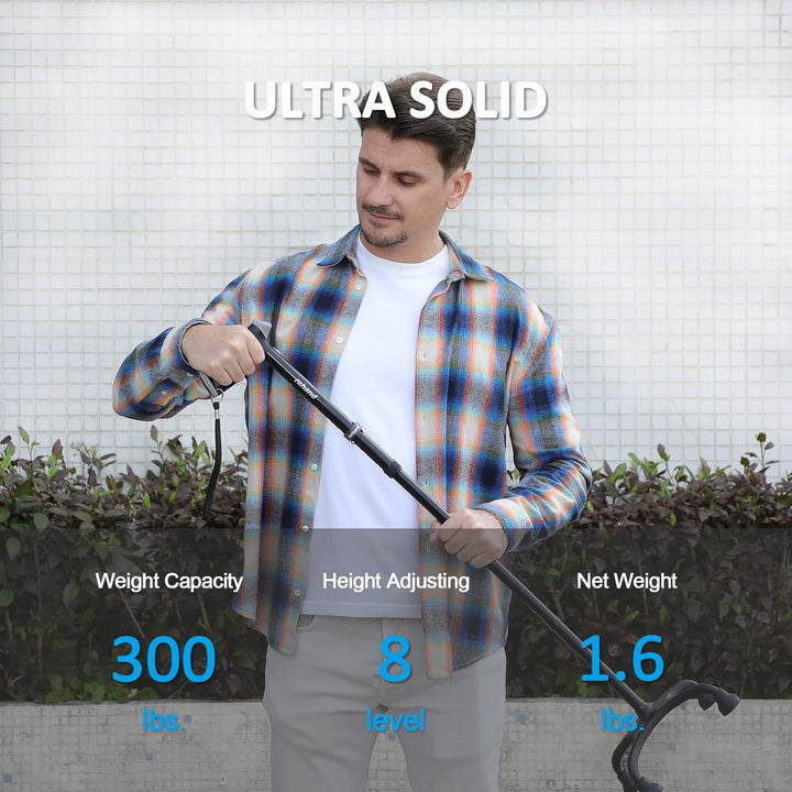 Rehand Vierfuss Spazierstock Gehstock, Gehstock mit Ergonomischem Griff und Anmutiger 4-Zinken-Basis