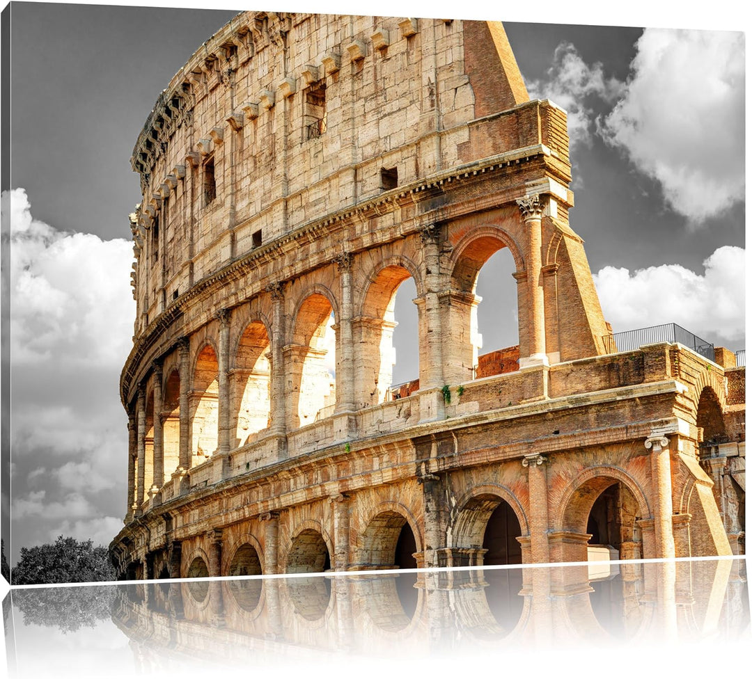 Pixxprint Kolosseum in Rom als Leinwandbild/Grösse: 100x70 cm/Wandbild/Kunstdruck/fertig bespannt, 1