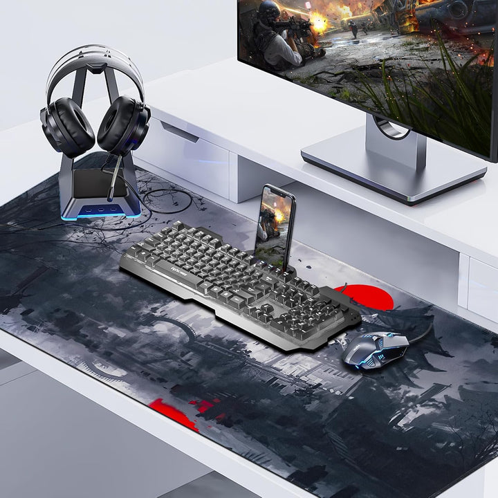 Mousepad,XXL Japanische Kunst Mauspads,Überdimensionales rutschfeste Gummimatten Gaming-Mauspads,Was