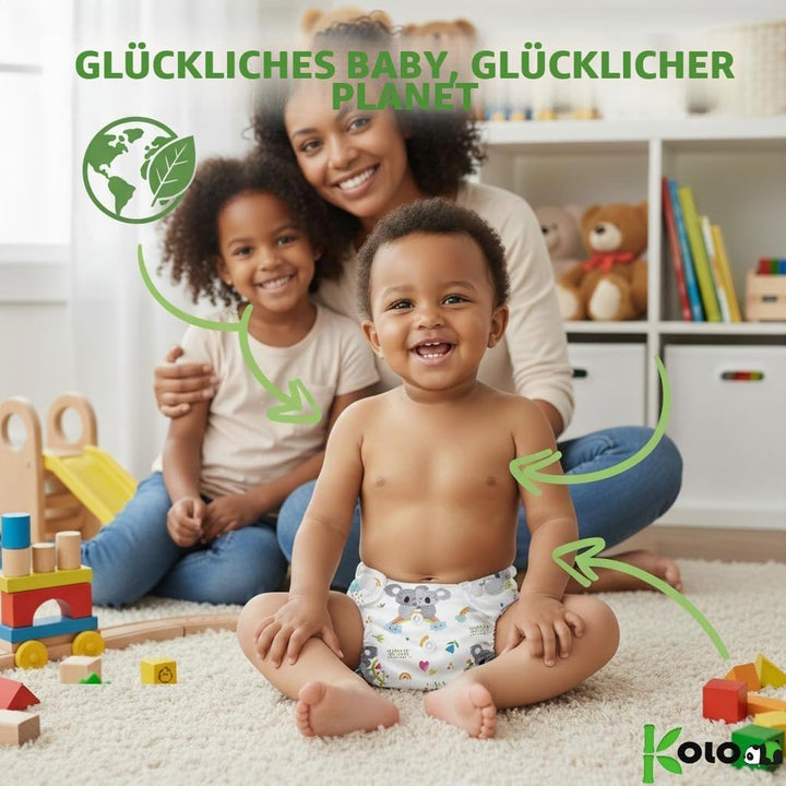 Kolo 6er set waschbare windeln, 6 Stoffwindel einlagen bambus, Windeltasche für unterwegs, Unisex ve