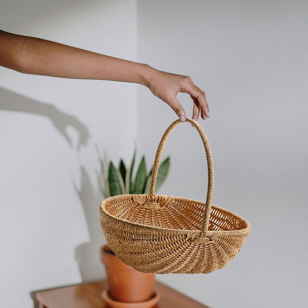 YARNOW Einkaufskorb Sammelkorb Für Blumen Weidengeflechtkorb Grosser Weidenkorb Mit Griff Blumenkorb