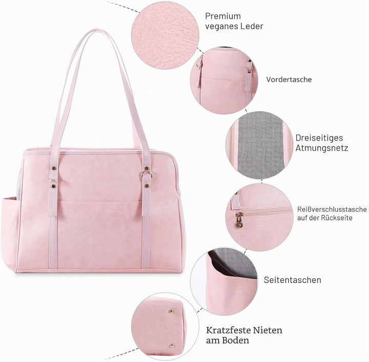 Hundetragetasche, modische Leder-Haustier-Tragetasche mit Taschen, von Fluggesellschaften zugelassen