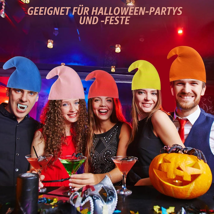 6 Stück Zwergenmütze für Erwachsene, Bunte Wichtelmützen Weihnachtsmann Zipfelmütze Zwerge Kostüm Gr