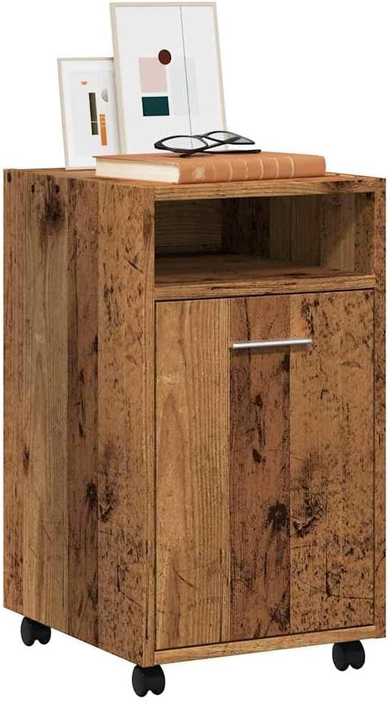 vidaXL Schrank mit Rollen Altholz-Optik 33x38x60 cm Holzwerkstoff, Sideboard, Wohnzimmerschrank, Sch