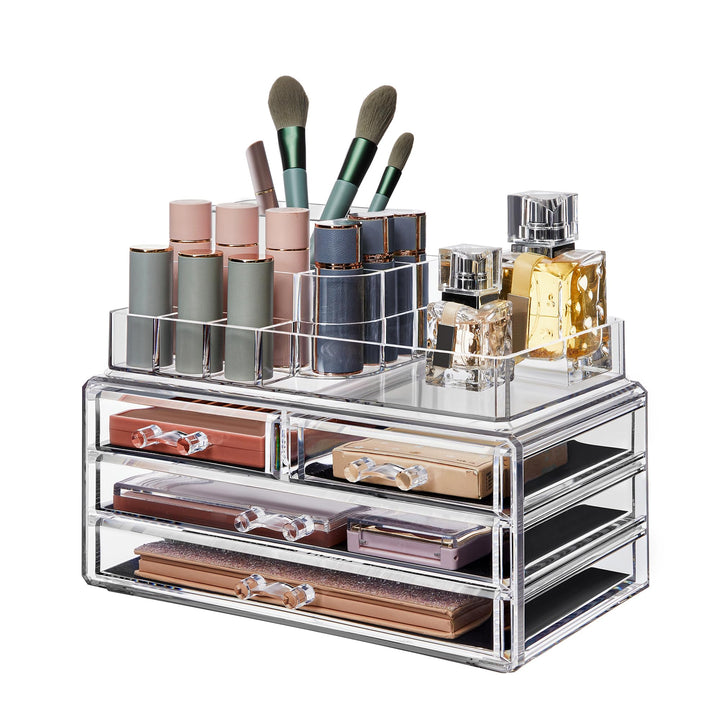 SONGMICS Make-up Organizer, Kosmetik-Organizer mit 4 Schubladen und 11 Fächern in unterschiedlichen