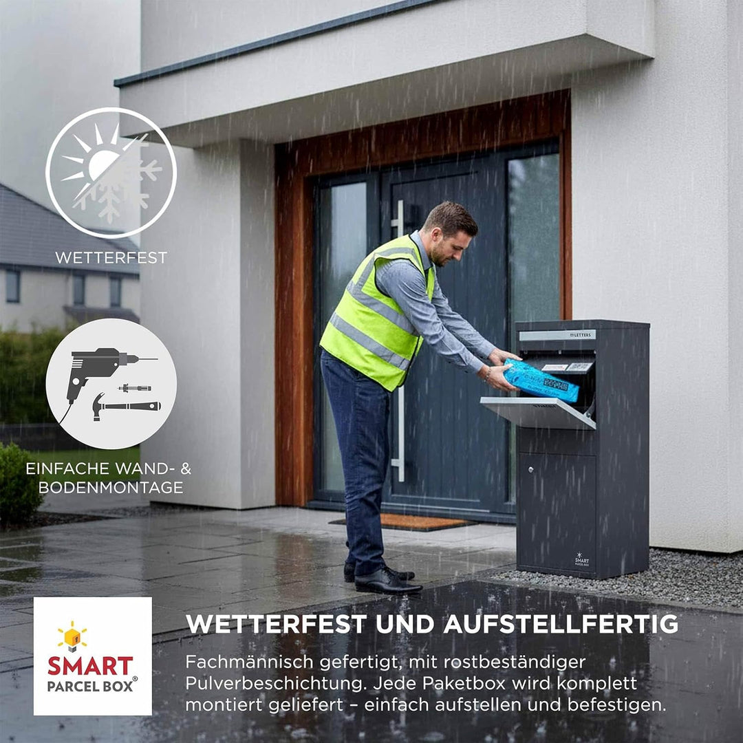 SMART PARCEL BOX Paketbox draussen, Standbriefkasten mit Paketfach, Paketbriefkasten XXL, grosse Pos