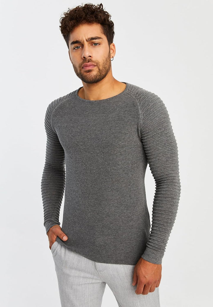 LEIF NELSON Herren Strickpullover Basic Rundhals Crew Neck Sweatshirt Langarm Sweater Feinstrick LN2