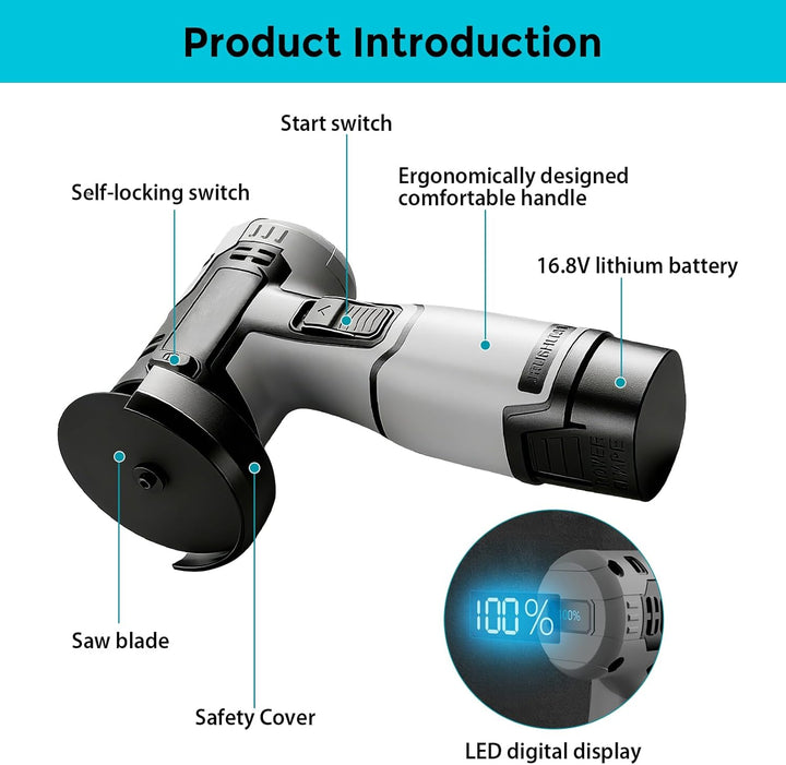 Akku Winkelschleifer, Mini Winkelschleifer Akku(76mm) Und Led-Digitalanzeige Der Leistung,16.8v Wink