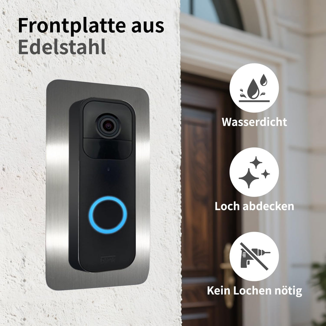 Edelstahl Blende für Blink Videotürklingel, Video-Doorbell Halterung – Robuste Halterung und Zubehör