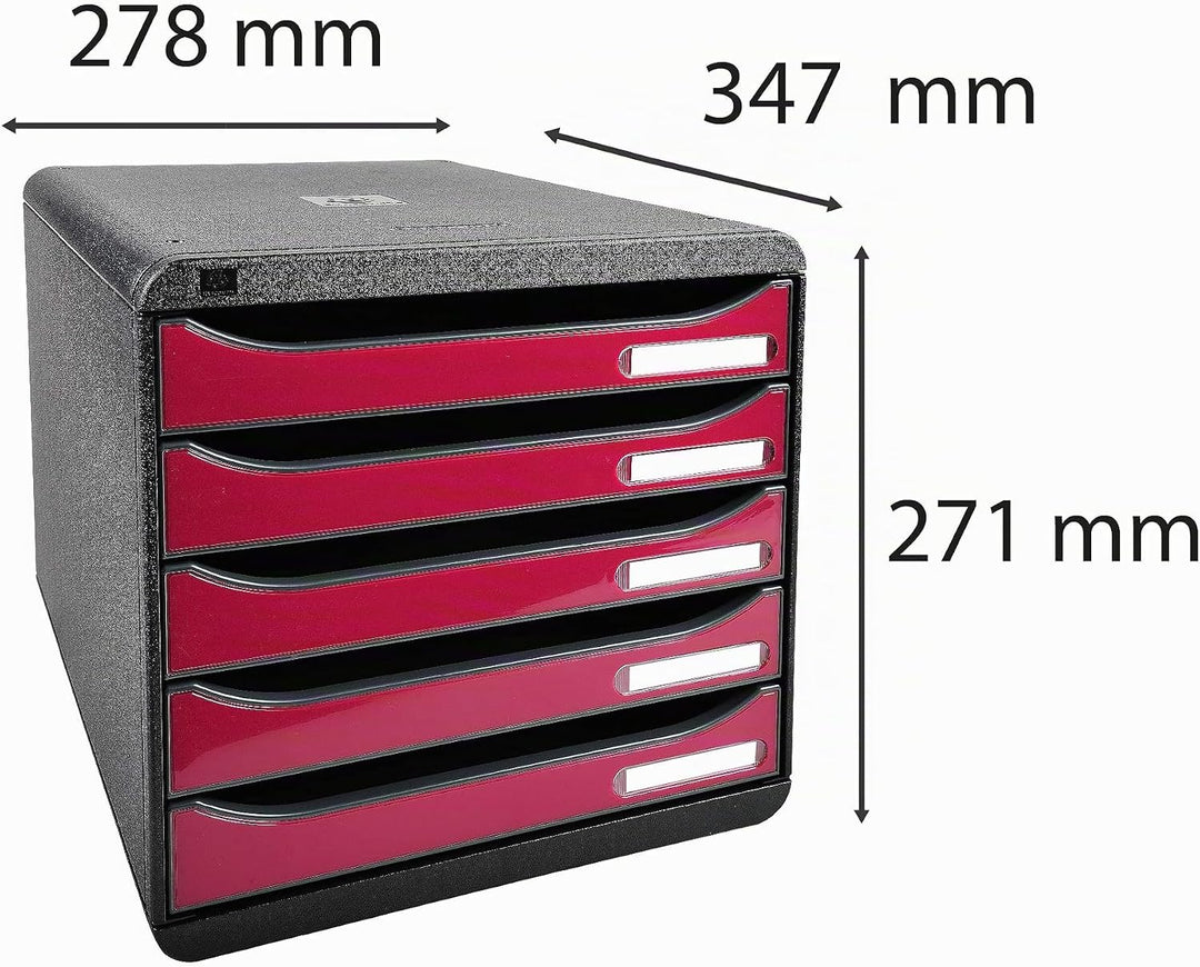 Exacompta 3097284D Premium Ablagebox mit 5 Schubladen für DIN A4+ Dokumente. Stapelbare Schubladenbo