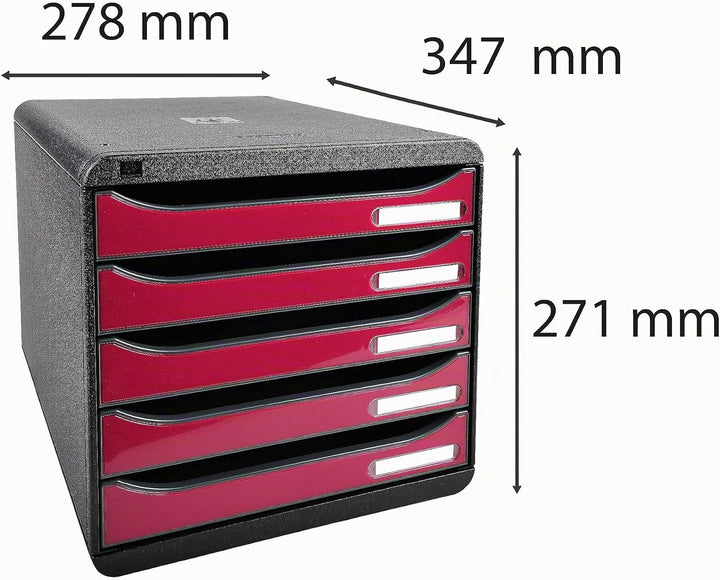 Exacompta 3097284D Premium Ablagebox mit 5 Schubladen für DIN A4+ Dokumente. Stapelbare Schubladenbo