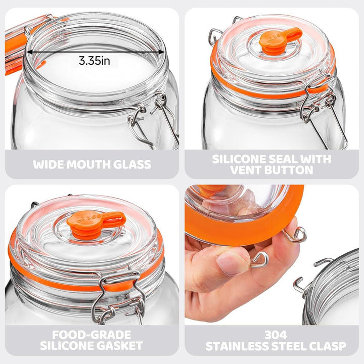 Milai 2L Gärgefäss mit Gärventil und Glasbehälter, zur Herstellung von Sauerkraut, Kimchi und eingel