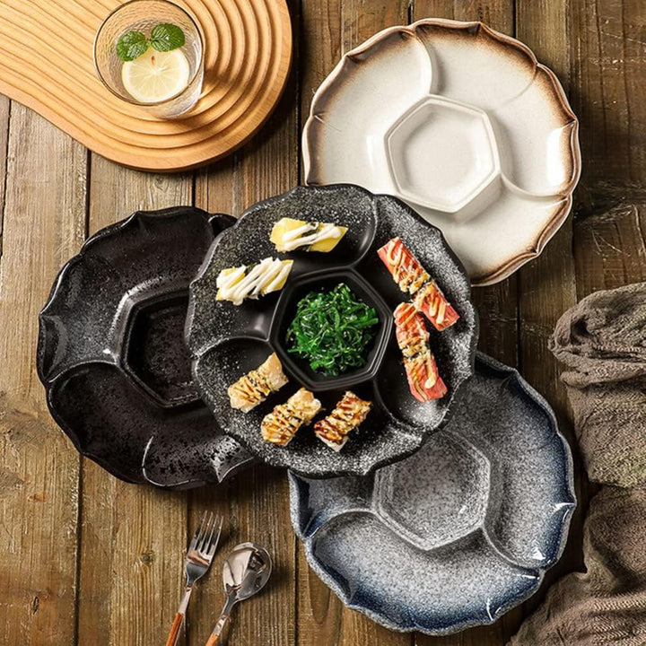 Cabilock Portionskontrollplatte Keramik Snack Sushi Speise Salat Dessert Servier Frühstücks Porzella