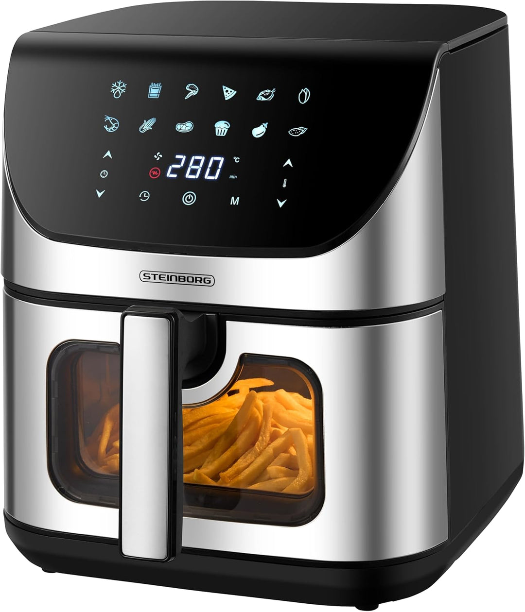 Heissluftfritteuse 8 Liter 4 in 1 Sichtfenster Mini Backofen Grillen Backen Dörren Frittieren Heissl