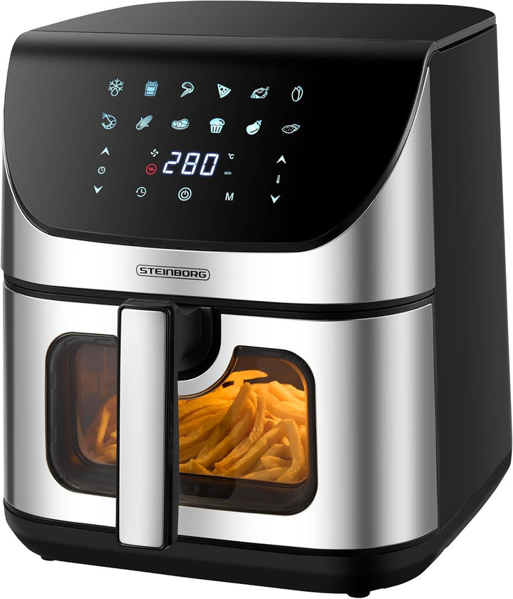 Heissluftfritteuse 8 Liter 4 in 1 Sichtfenster Mini Backofen Grillen Backen Dörren Frittieren Heissl