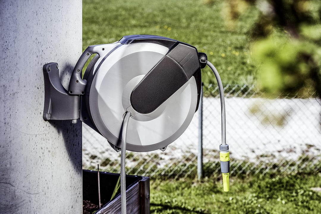 REHAU Wand-Schlauchbox inkl. 35m Gartenschlauch, mit Arretier- und Aufrollvorrichtung, schwenkbar Sc
